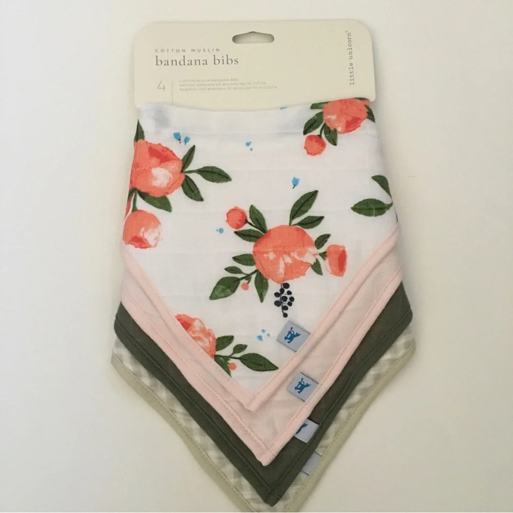 NEW Bandana Bibs Cotton Muslin 4pk | Little Unicorn